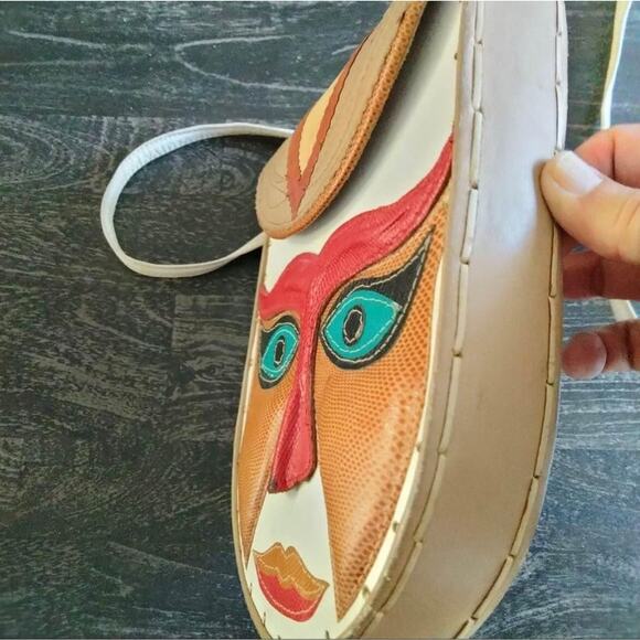 RARE VINTAGE 1980’s “MILLE FIORI” POLYCHROME LEATHER FACE MASK HANDBAG - Picture 2 of 7